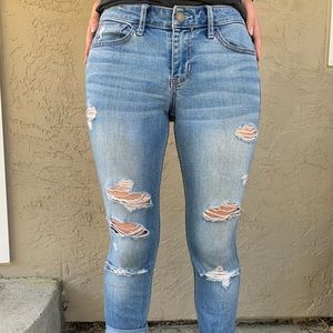 Hollister Super Skinny Light Wash Cropped Jeans
